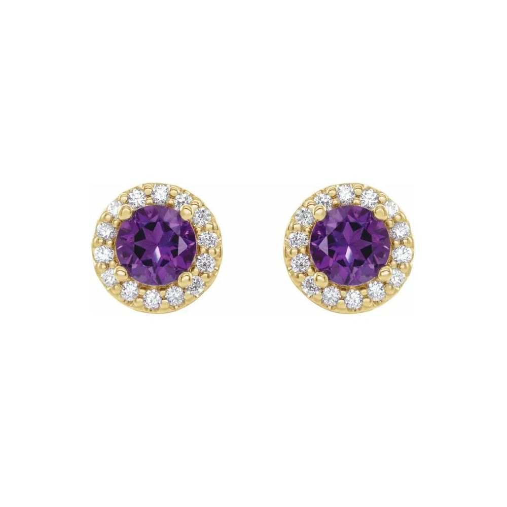 14K金‧璀璨鑽石鑲紫水晶耳環